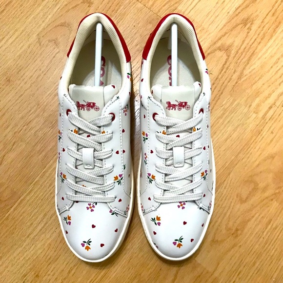 ❤️ Coach Clip Low Top Sneaker Heart Petal Print 8 8.5 9 10 🌸 - Picture 13 of 14